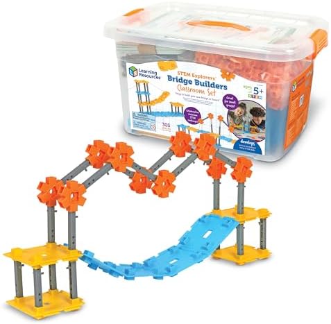 Learning Resources STEM Explorers Bridge Builders Classroom Set, 305 Pieces, STEM Projects for Students Ages 5+, Back to School and Teacher Supplies by LearningResources