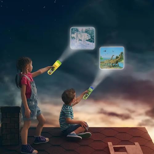 Georgie Porgy Children Projector Toys Educational Science Set Wall Ceiling Tent Torch Flashlight for Kids Gifts for Boys Girls (Dinosaur + Wild Animal) - Image 2
