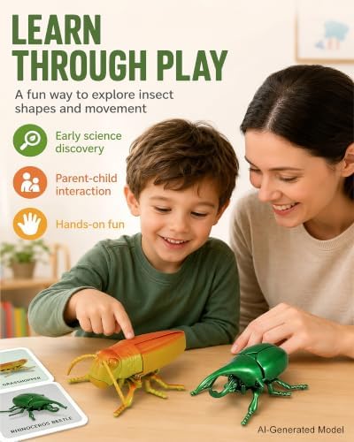 2-Pack Wind-Up Beetle Toy, Movable Head & Tail Insect (Beetle+Locust) - Image 6