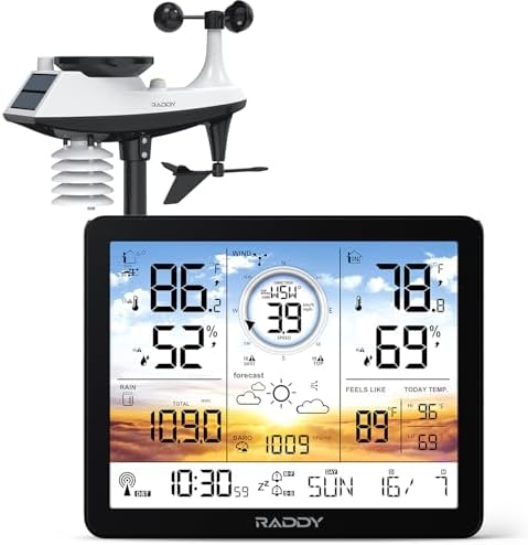 Raddy AG7 Wireless Weather Station, Color Display Atomic Clock by Raddy