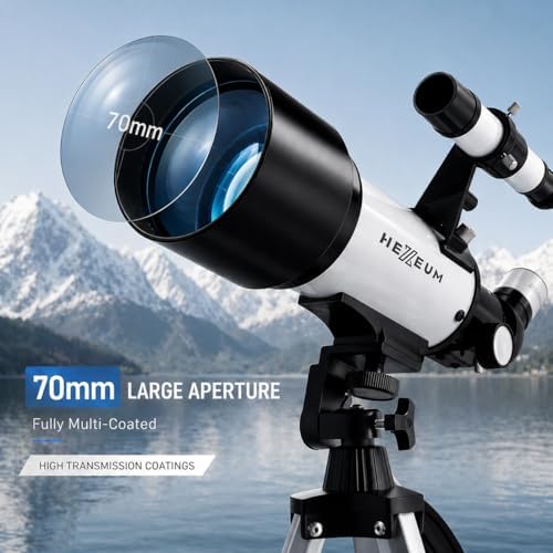 Koolpte Telescope for Kids, 70mm/500mm AZ Refractor for Beginners, White - Image 2