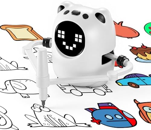 Qusases Drawing Robot for Kids, Interactive Educational Art Toy Guides Kids to Draw Step by Step, Montessori-Inspired Learning Toy with 150 Drawing Cards, Gift for Boys & Girls Ages 3–8 (White) by Qusases
