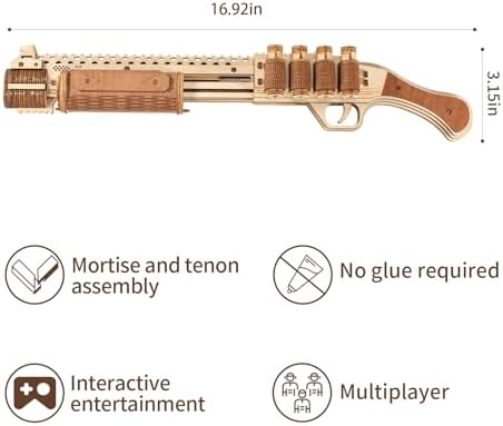 3D Wooden Puzzle for Adults, Rubber Band Guns, Toy Shotgun Model Building Kit, DIY Wood Crafts Cool Toy, Hobbies for Man, Unique Gift for Kids, Adults, Lovers - Image 2