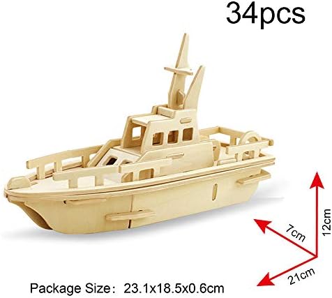 Georgie Porgy 3D Wooden Puzzles for Kids Toys Construction Woodcraft Kits DIY Model Puzzle Kits Birthday Gifts Pack of 2 (Civil Airplane Yacht) - Image 3