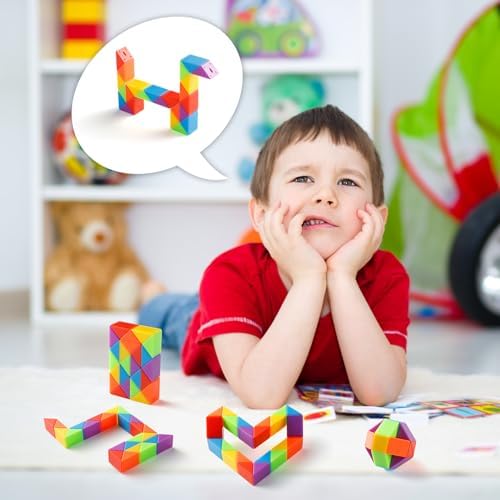 Yeetec Fidget Snake Cube Kids Party Favors Rainbow Twist Puzzle Toy for Christmas Stocking Stuffers Party Bag Fillers and Supplies School Prize Toys and Gifts (24) - Image 5