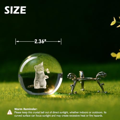IFOLAINA 3D Cat Themed Gifts for Women 3D Crystal Ball Decor - Image 2