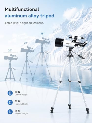 Koolpte Telescope for Kids, 70mm/500mm AZ Refractor for Beginners, White - Image 4