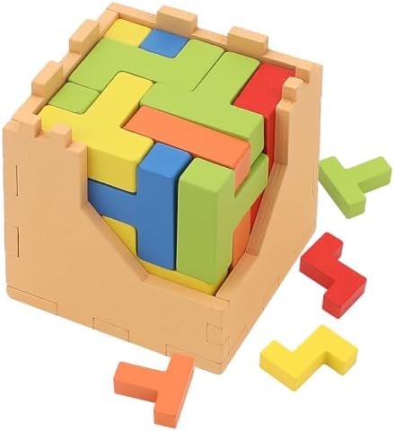Sharp Brain Zone 3D Wooden Puzzle Cube (9Z 16T Style) | Colorful, Eco-Friendly Wooden Puzzle for Mental Stimulation, Focus, and Problem-Solving Fun | Challenging Brain Teaser for Adults and Kids by SharpBrainZone