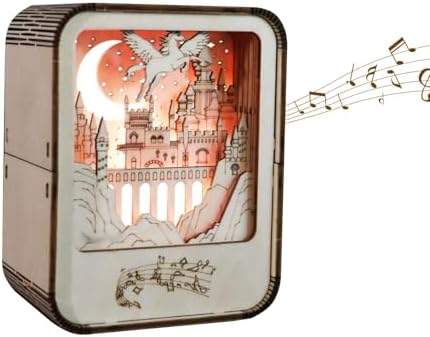 Handcrafted 3D Wooden Puzzle Kit – Castle-Themed DIY Assembly Model with Built-in Melody Night Light for Adults and Hobbyists by lafengyan