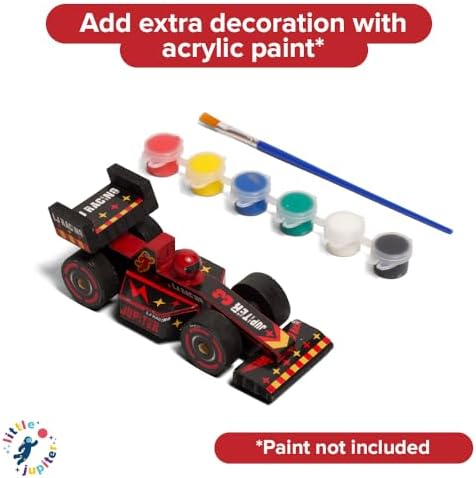 Little Jupiter DIY Wooden Kits w/Stickers - Kids Building- Stem Toys - Wood Crafts - Woodworking - Wood Project for Ages 4-7 Yrs (Open Wheel Car) - Image 6