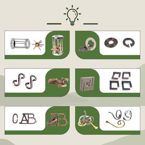 Puzzles Toys 12pcs Ring Metal Wooden Brain Teaser Puzzles for Adults Kids - Image 3