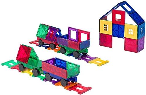 Playmags Magnetic Tiles Train Set, 20 Piece Accessory Set Includes 4 Trains, Stronger Magnets, Building Blocks Add-On, STEM Toys for Kids. - Image 5