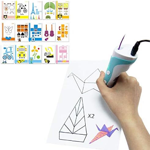 20 Sheets 3D Printer Drawing Molds Paper Stencils for 3D Printing Pen, 40 Patterns and a Clear Plate Set - Image 2