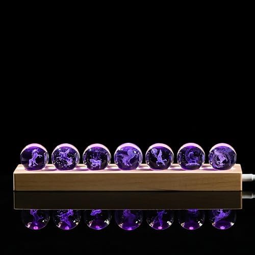 Qianwei 3D Crystal Ball Unicorn Gifts for Women Men - 7pcs Unicorn Decor Glass Figurines Statue Stuff for Room Decorations Birthday for Lovers Keepsake Paperweight by QianweiCrystal