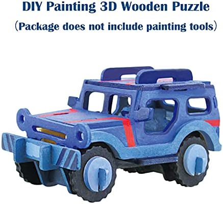 Georgie Porgy 2 Packs 3D Wooden Jigsaw Puzzle Set for Kids, Wooden Car Brain Teaser Puzzles Woodcraft Construction DIY Kits for Birthday STEM Gifts Educational Toys for Boys Girls (Car Pickup) - Image 5