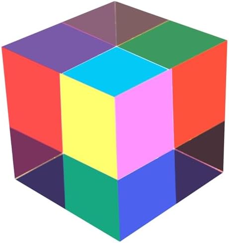 CMY Color Cube, 80mm Acrylic Prism for Home or Office Decoration by ECBANLI