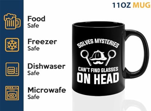 Detective Coffee Mug 11oz Black Solves Mysteries Funny Police Officer Gift - Image 4