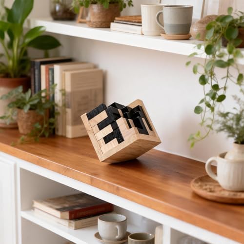 5PCS Wooden Puzzles for Adults & Kids – Cube & Shape Brain Teasers, Logic & Educational Games, Family Fun - Image 6
