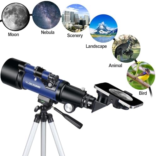 Telescope 70mm Aperture 400mm Astronomical Refracting Telescopes - Travel Telescope with Tripod, Phone Adapter(Ocean Blue) - Image 5