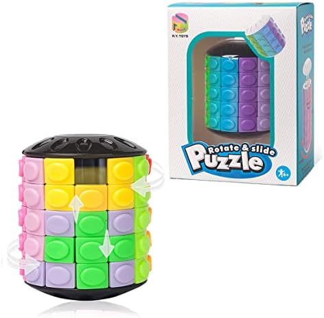 R.Y.TOYS Rotate and Slide Puzzle-Design Patent,Fidget Toys(Restore/Create)-12 Colors,5 Layers-Open Cover for Quick Play,Brain Teaser,Sensory Toys,Stocking Stuffers,Easter Basket Stuffers Essentials by RYTOYS