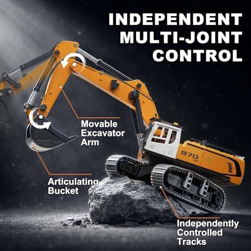 RC Excavator for Adults 1:50, Remote Control Excavator with Metal Bucket - Image 5