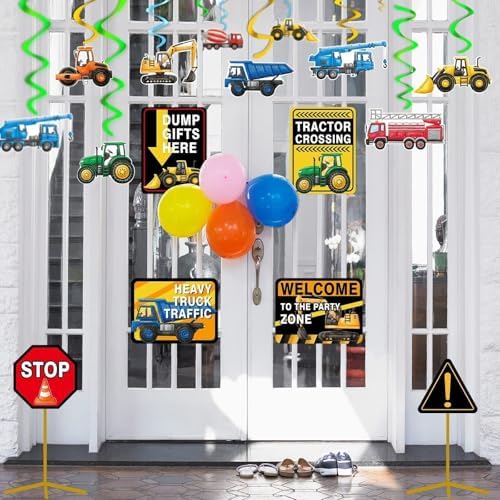WERNNSAI 12 PCS Construction Party Signs Truck Road Sign Cutouts - Image 4
