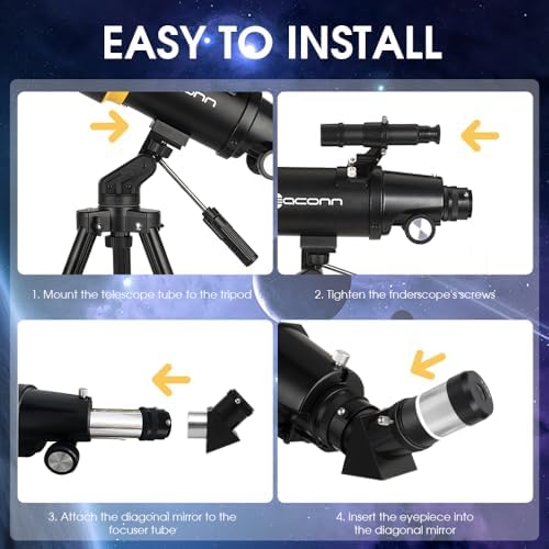 Telescope for Adults, 90mm Aperture 600mm Refractor Telescope for Kids and Beginners, Telescopes for Adults Astronomy with Handbag and Phone Adapter - Image 5