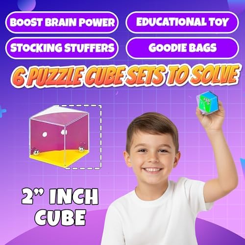 Brain Teaser Puzzle Cubes Keychains (6-Pack) Mini Maze Party Favor Toys - Image 3