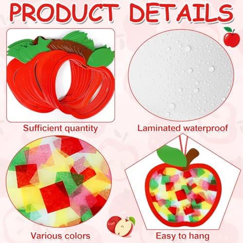 Qyeahkj 36Set Fall Apple Suncatchers Crafts Kit for Kids - Image 4