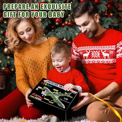 BESTYMXY Model Airplane, Assembly Building Set 1:32 Scale Airplane Model Metal Toys, STEM Projects for Kids Ages 8-12, DIY Education Airplane Metal Model Kits - Image 7