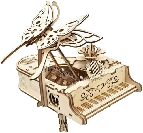 3D Wooden Brain Teaser Puzzle for Teen Adult Wooden Music Boxes Piano Model Kits for Adults DIY Building Wood Crafts Mechanical Puzzle Building Kits for Teens by Ahyuan