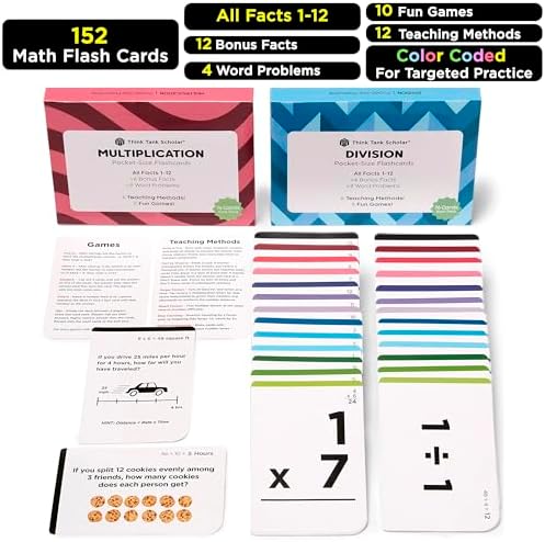 Award-Winning Math Flash Cards – 300 Multiplication & Division Facts (1–12) – 2 Facts Per Card with Visual Aids – Bonus Word Problems, Games & Durable Cardstock – Grades 3–6 - Image 2