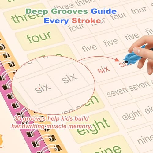 Goldge Magic Grooved Writing Practice for Kids 3-8 – 4 Handwriting Practice - Image 3