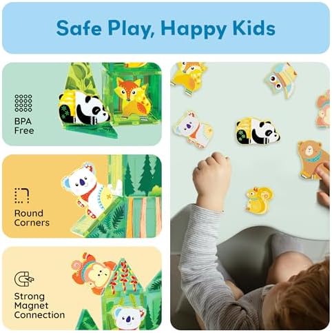 PicassoTiles Magnetic Tiles Forest Animal Characters, Tile Add-Ons, Age 3+ - Image 6