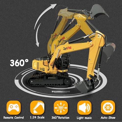 Joylike RC Excavator and Dump Truck Toy Set，2.4Ghz Metal Remote Control Construction Vehicle with Light&Sound, Best Christmas Toy for Boys 8+Year Old Kid - Image 3
