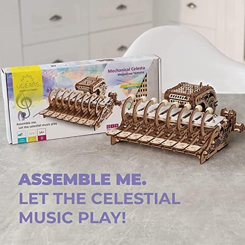 UGEARS Celesta 3D Mechanical Puzzle 3D Wooden Puzzles for Adults - Wooden Model Kits for Adults Musical Instruments for Adult Piano, Music Box and Xylophon Brain Teaser, Hobby Set - Image 5