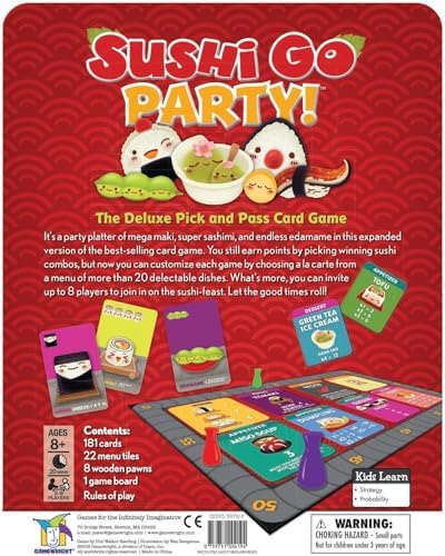 Sushi Go Party! - The Deluxe Pick & Pass Card Game by Gamewright, Multicolored - Image 3