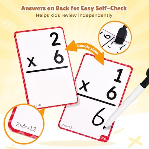 JoyCat 288 Math Flash Cards & Double-Sided Board, 4 Operations, Ages 4-8 - Image 4
