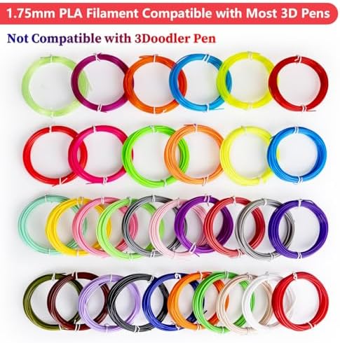 32 Colors 3D Pen PLA Filament Refills, 1.75mm High-Precision 3D Printing Pen Refills, 20 Feet Each (Total 640 Feet), Non-Toxic & Odorless, Works with Most 3D Pens (Not for 3Doodler) - Image 6