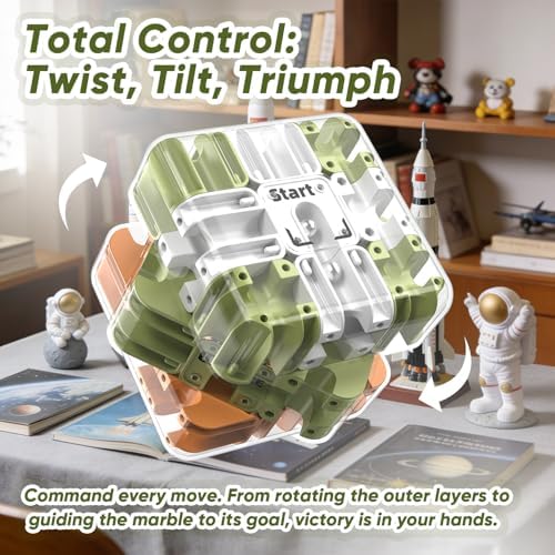 3D Cube Puzzle, Orange Labyrinth Brain Teaser Maze Ball Fidget Toys - Image 2