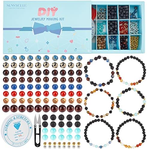 SUNNYCLUE 1 Box Solar System Planet Bead Natural Gemstone Beads 6mm Bulk Multilayer Beading Bracelet Making Kit Lava Rock Loose for Jewelry Making Universe Galaxy Sewing Scissors by SUNNYCLUE