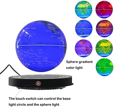 6" Magnetic Levitation Floating Globe with 7 Color LED Lights, Rotating Anti-Gravity World Map for Home & Office Decor, Educational Gift and Cool Tech Gadget - Image 2