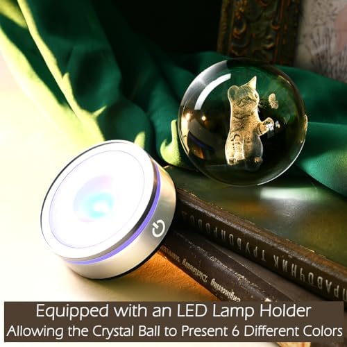 IFOLAINA Cat Lovers Gifts for Women Decorative Cat Glass Sphere Night Light - Image 4