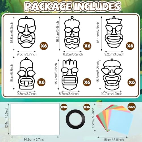 Qyeahkj 36Set Tiki Theme Suncatchers Crafts Kit for Kids - Image 2