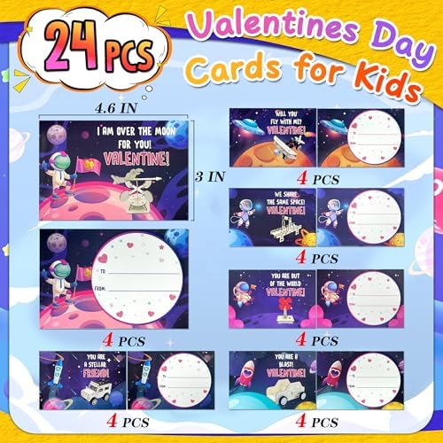 kortes Valentines Day Cards for Kids Classroom, 24 Pack Valentines Gift Cards with Stem Kits, Valentine's Party Favors Toys for Boys Girls and Valentine School Exchange Gifts Greeting Cards - Image 3