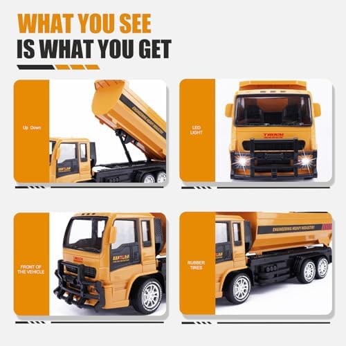 Jiakora Remote Control Dump Truck for Kids, 2.4GHz RC Construction Vehicle with LED Lights, 45° Dumping Function, 2 Rechargeable Batteries, Toy Truck for Boys Girls 3 4 5 6 7 8 Years Old - Image 4