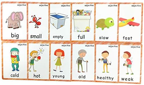 Set of Adjectives&Antonym Flash Cards for Toddlers(47 pc) | Kids Learning Flashcard & Montessori Pocket Cards Toys | Perfect for Pre-K Decor Background Wall Stickers, Teacher/Autism Therapists Tools - Image 3