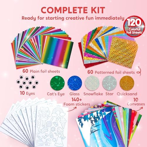 Klever Kits Foil Art Kit for Kids - Arts & Crafts Supplies, Mess Free Coloring, Foil Foam Stickers, Creative Travel Toys, Birthday Gifts for Boys & Girls Ages 4 and Up - Image 3