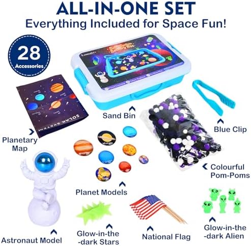 Space Sensory Bin for Toddlers, No-Mess Pom Poms Activity Kit - Image 2
