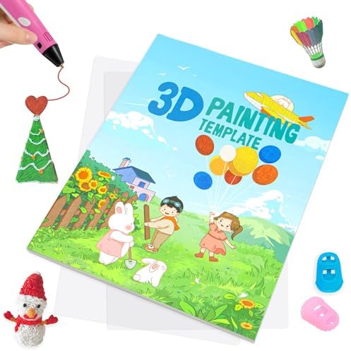 3D Pen Painting Drawing Book, 40 Pattern Thick Paper Templates by Vomika